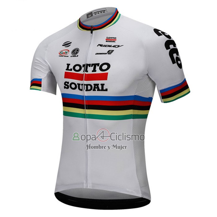 Uci Mondo Campione Lotto Soudal Ropa Ciclismo Culotte Corto 2018 Hombre Mangas Cortas Blanco